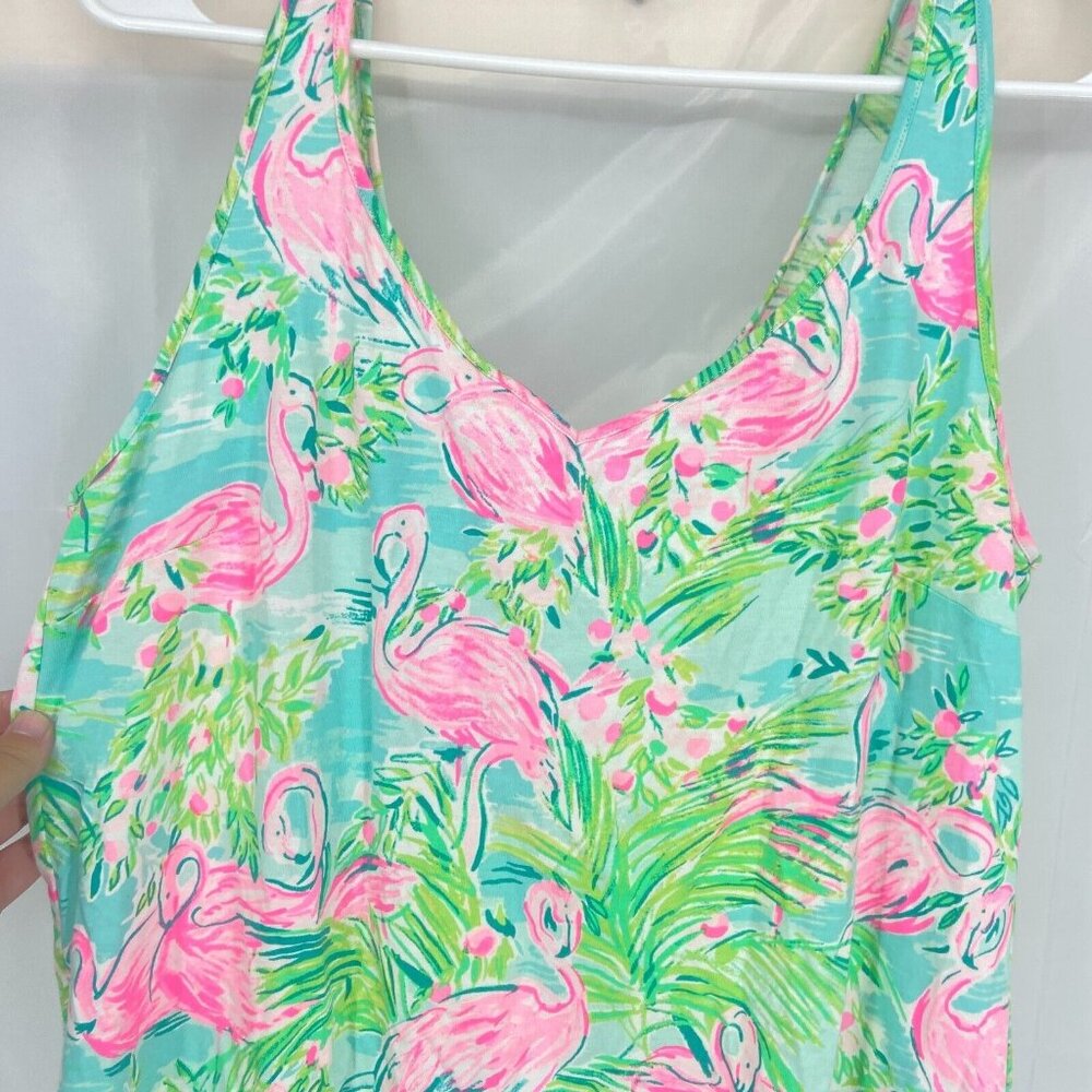 Lilly Pulitzer Women L Adrianna Dress Flamingo Tropical Colorful Swing Vacation - Picture 3 of 10